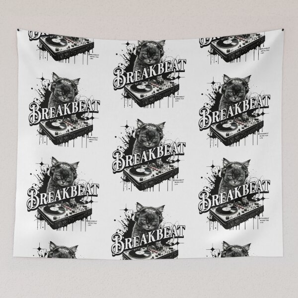 Item preview, BREAKBEAT  - Feline The Breaks (Black)  designed and sold by Discothreadz.