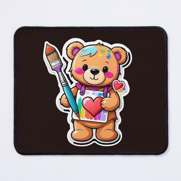 Item preview, Adorable Teddy Bear Painting with a Colorful Brush designed and sold by Power Within Prints.