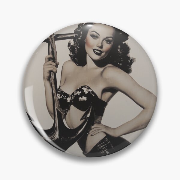 Item preview, Nautical Nadia Anchor woman Pretty Pinup Colorized Surreal Sepia Seafarer designed and sold by Vicki Noble Art.