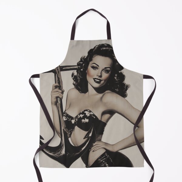 Item preview, Nautical Nadia Anchor woman Pretty Pinup Colorized Surreal Sepia Seafarer designed and sold by Vicki Noble Art.