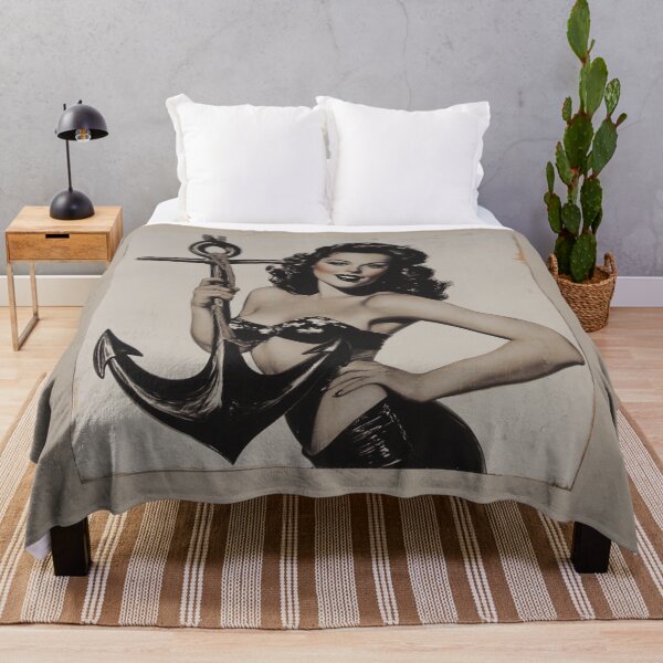 Item preview, Nautical Nadia Anchor woman Pretty Pinup Colorized Surreal Sepia Seafarer designed and sold by Vicki Noble Art.