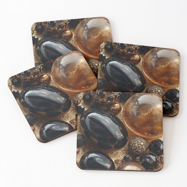 Artikelvorschau, Verzierte schwarze und goldene Steine, Glückssteine entworfen und verkauft von PixelStoneDesign .