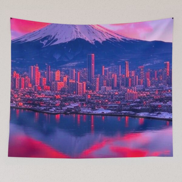Item preview, Epic Sunset Over Mountain City with Purple Hues designed and sold by GrizzlyCollective.