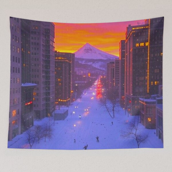 Item preview, Epic Sunset Over a Mountain City designed and sold by GrizzlyCollective.