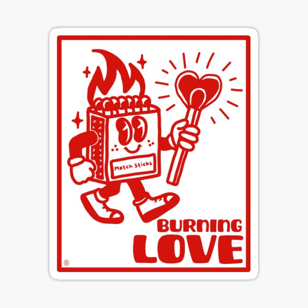 Artikel-Vorschau von Leidenschaftliche Liebe - Brennende Liebe Retro-Valentinstag-Streichholzschachtel, designt und verkauft von petiteToulon.