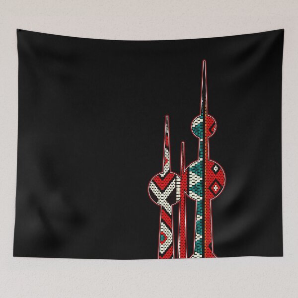 Item preview, Kuwait Towers Icon Made Of A Beautiful Traditional Style Vintage Sadu Weaving Pattern designed and sold by House of Sadu by Craitza.