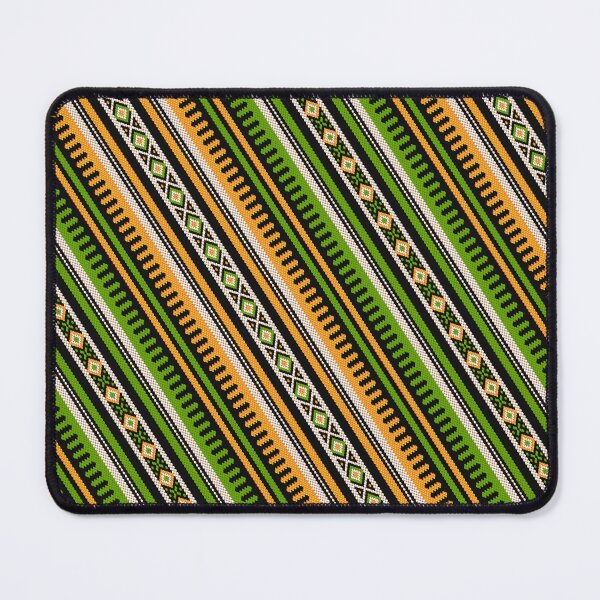 Item preview, Diagonal Green & Yellow Theme Arabian Sadu Weaving Middle Eastern Traditional Rug Texture by Craitza designed and sold by House of Sadu by Craitza.