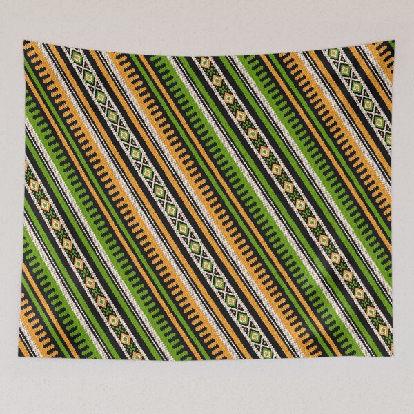 Item preview, Diagonal Green & Yellow Theme Arabian Sadu Weaving Middle Eastern Traditional Rug Texture by Craitza designed and sold by House of Sadu by Craitza.