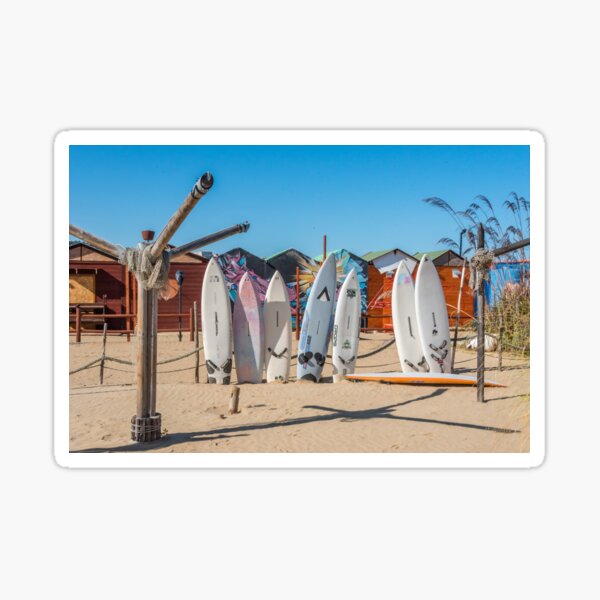 Windsurfing Boards Resting in the Sand at Vasto, Italy Beach Sticker
