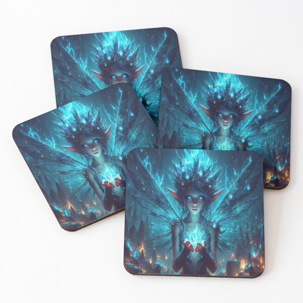 Item preview, AI generated pixy holding blue fire, dystopian fantasy designed and sold by AI-this-is-AI.