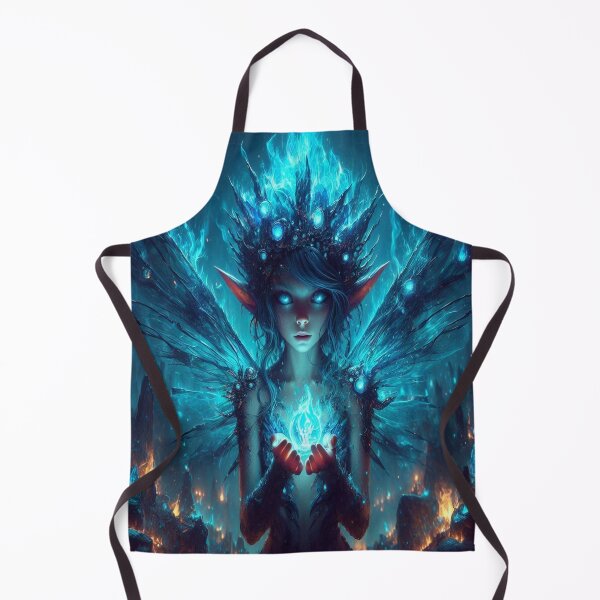 Item preview, AI generated pixy holding blue fire, dystopian fantasy designed and sold by AI-this-is-AI.