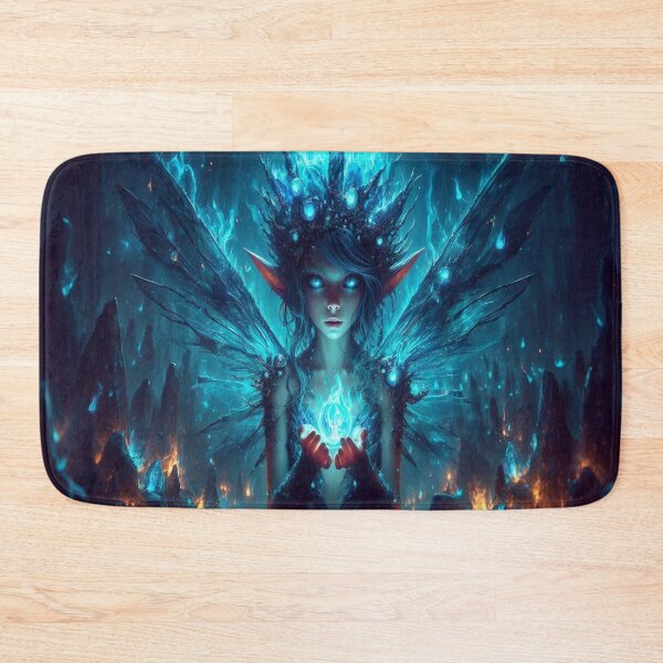 Item preview, AI generated pixy holding blue fire, dystopian fantasy designed and sold by AI-this-is-AI.