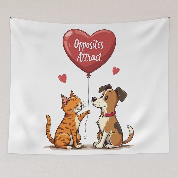 Item preview, The Love of Opposites: Cat and Dog Illustration designed and sold by tarzbol.