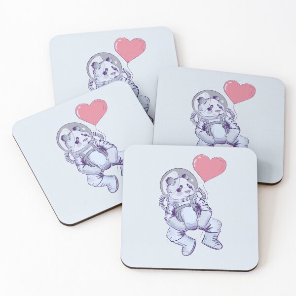Item preview, Cute Panda astronaut in space with heart shaped balloon designed and sold by Matoforma.