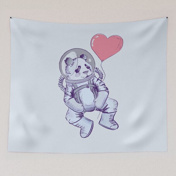 Item preview, Cute Panda astronaut in space with heart shaped balloon designed and sold by Matoforma.