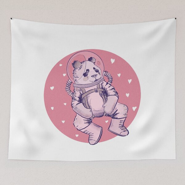 Item preview, Cute Panda astronaut in space with heart shaped background designed and sold by Matoforma.