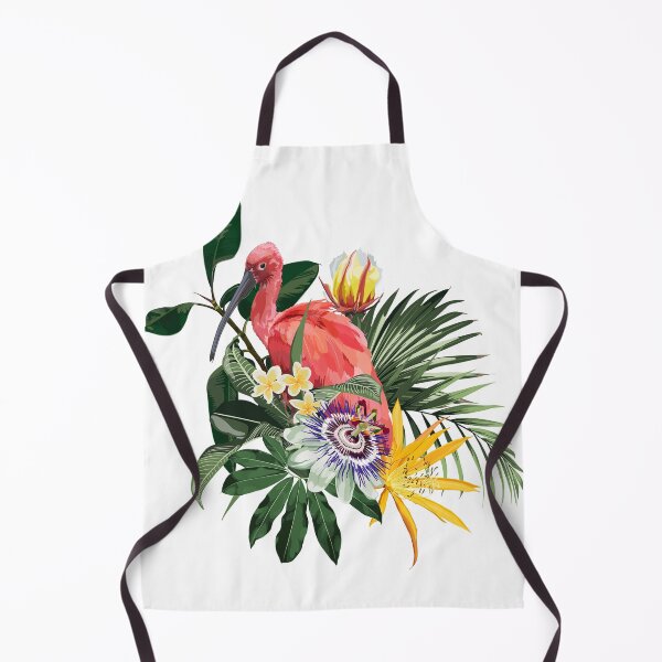 Item preview, Tropical bouquet with exotic tropical rainforest Scarlet Ibis bird and green leaves, palms and flowers. designed and sold by MatyKotiv.