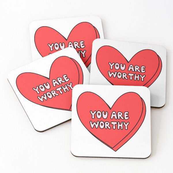 Item preview, you are worthy - red heart valentines day quote candy - love core quotes designed and sold by Aesthetic Crew.