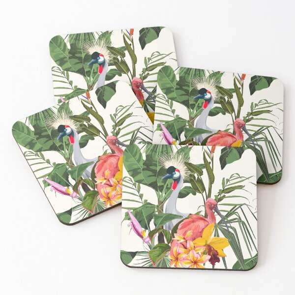 Item preview, Birds Scarlet Ibis and crane bird in the thickets of a flowering rainforest. designed and sold by MatyKotiv.