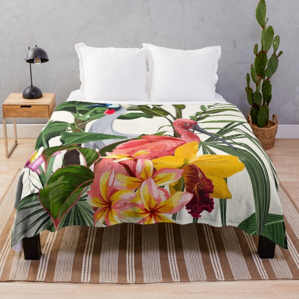 Item preview, Birds Scarlet Ibis and crane bird in the thickets of a flowering rainforest. designed and sold by MatyKotiv.