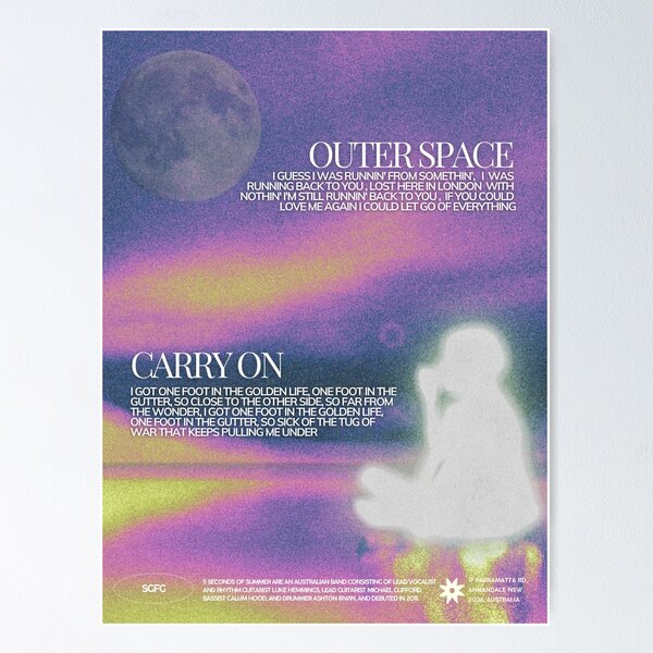 Item preview, Outer Space / Carry On Lyric Poster  designed and sold by smeraldosecrets.