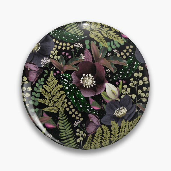 Item preview, Dark Mystical Garden of Black Flowers and Ferns designed and sold by Anis Illustration.