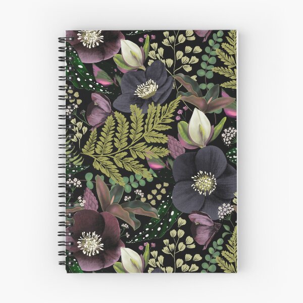 Item preview, Dark Mystical Garden of Black Flowers and Ferns designed and sold by Anis Illustration.