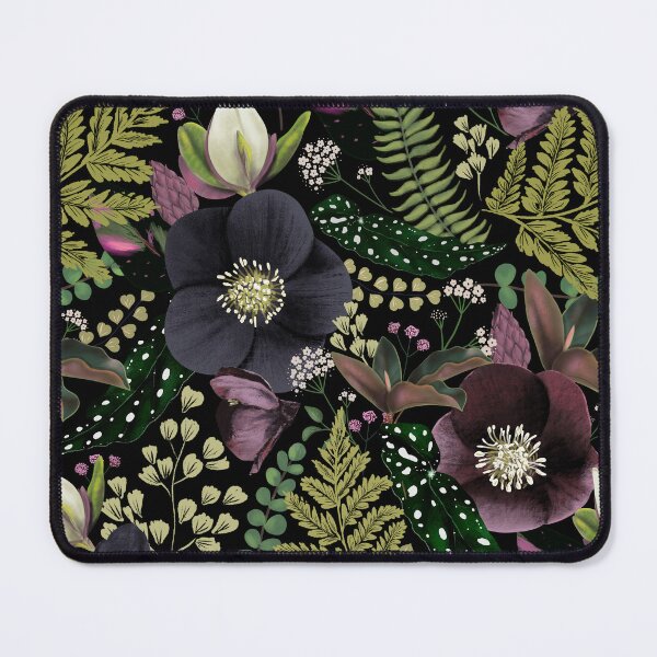 Aperçu de l'œuvre Jardin mystique et sombre de fleurs noires et de fougères créée et vendue par Anis Illustration.