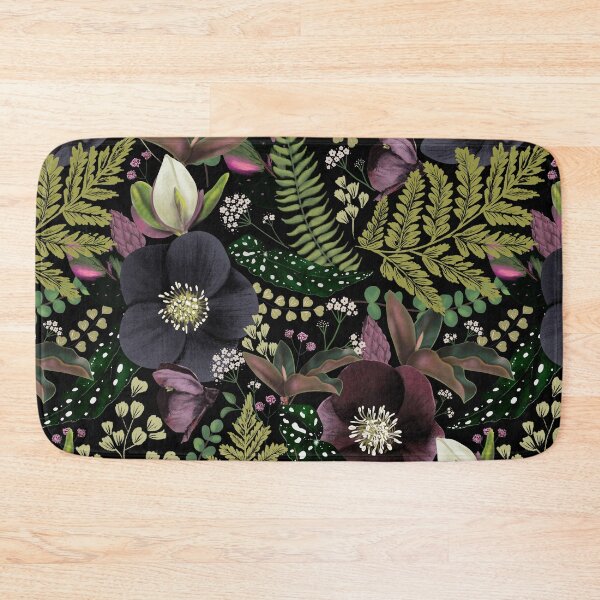 Item preview, Dark Mystical Garden of Black Flowers and Ferns designed and sold by Anis Illustration.