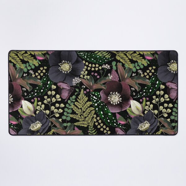 Aperçu de l'œuvre Jardin mystique et sombre de fleurs noires et de fougères créée et vendue par Anis Illustration.