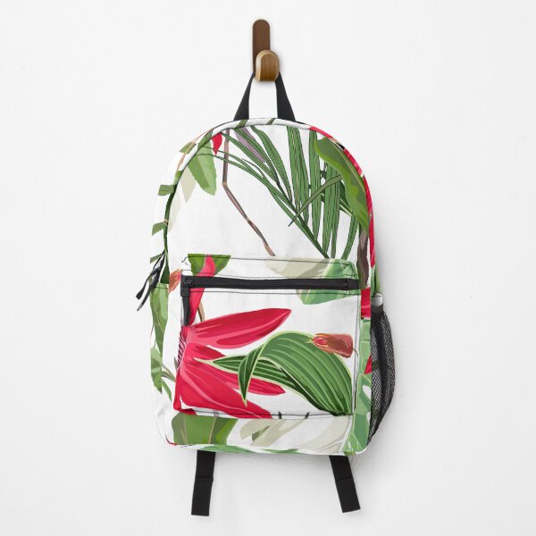 Item preview, Red Passion flower seamless pattern, buds and palm tropical leaves. designed and sold by MatyKotiv.