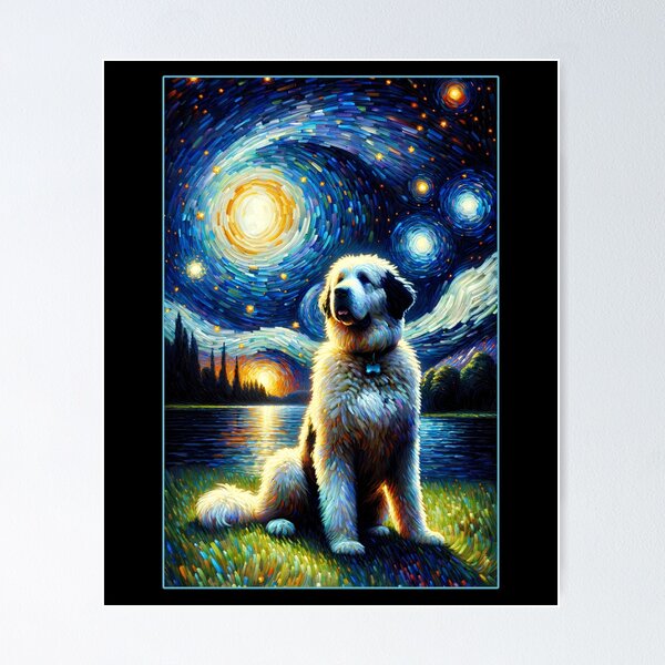 Item preview, Surreal Starry Night Akbash Dog Lover designed and sold by Kimberley King Art  King Art.