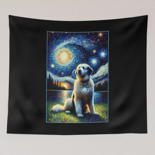 Item preview, Surreal Starry Night Akbash Dog Lover designed and sold by Kimberley King Art  King Art.