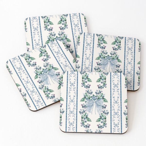 Item preview, Blueberries Stripes Pattern Blue Bows designed and sold by Anis Illustration.