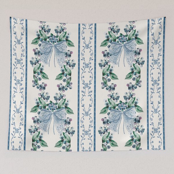 Item preview, Blueberries Stripes Pattern Blue Bows designed and sold by Anis Illustration.
