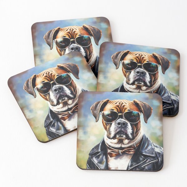 Item preview, Vintage Dog Art: Boxer Stud with Sunglasses Portrait | Animal Art | Oil Painting | Animal Portrait designed and sold by UnhingedBird.