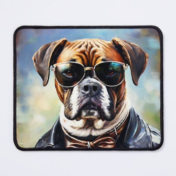 Item preview, Vintage Dog Art: Boxer Stud with Sunglasses Portrait | Animal Art | Oil Painting | Animal Portrait designed and sold by UnhingedBird.