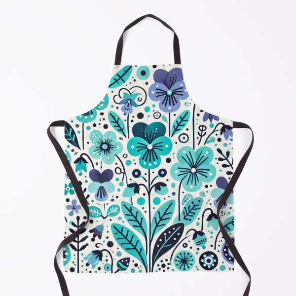 Item preview, Scandinavian Folk Art - Vibrant Turquoise Viola flowers by heidiannemorris designed and sold by FOLK ART FUSION by heidiannemorris.