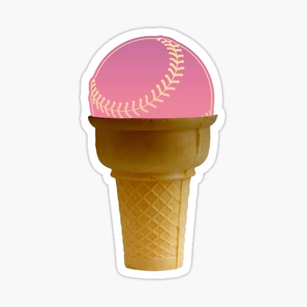 "Optical Illusion Ice Cream Cone with Softball" Sticker by CafePretzel