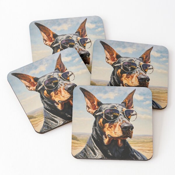 Item preview, Vintage Dog Art: Doberman Stud with Sunglasses Portrait | Animal Art | Oil Painting | Animal Portrait designed and sold by UnhingedBird.