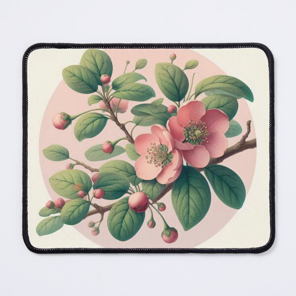 Item preview, Botanical - Elegant Japanese Quince Pink Blossom Botanical Art by heidiannemorris designed and sold by FOLK ART FUSION by heidiannemorris.