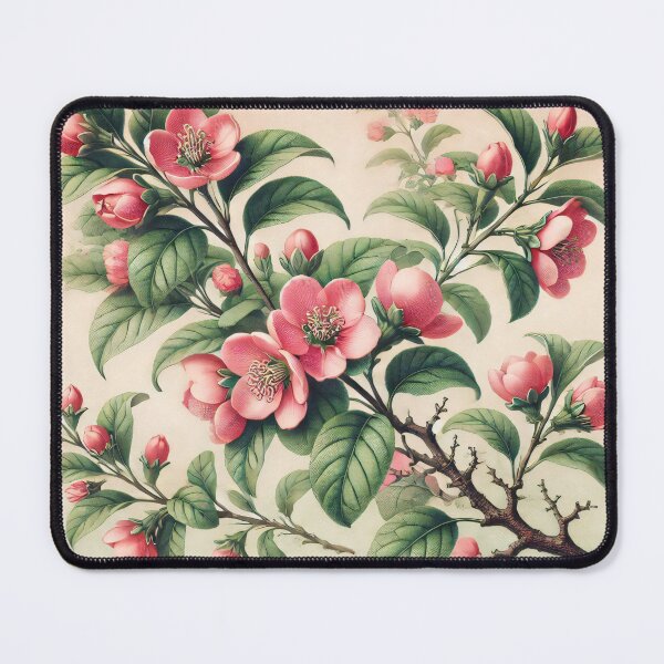 Item preview, Botanical - Elegant Japanese Quince Pink Blossom Botanical Art by heidiannemorris designed and sold by FOLK ART FUSION by heidiannemorris.