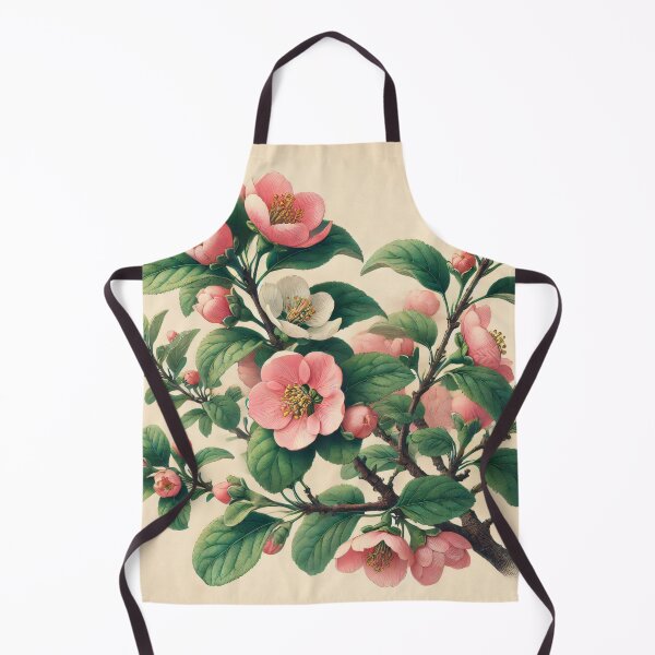 Item preview, Botanical - Elegant Japanese Quince Pink Blossom Botanical Art by heidiannemorris designed and sold by FOLK ART FUSION by heidiannemorris.