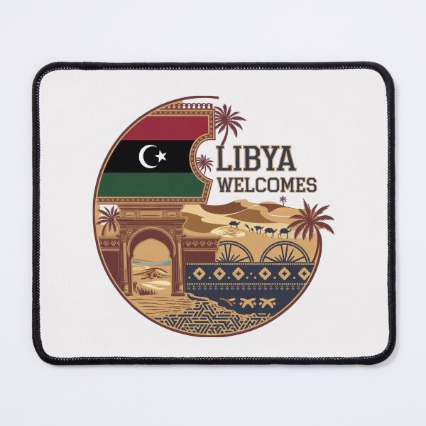 Item preview, Libya Welcomes Flag Map Tripoli, Benghazi, Sahara desert designed and sold by AnimalsDH305.