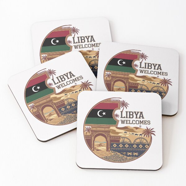 Item preview, Libya Welcomes Flag Map Tripoli, Benghazi, Sahara desert designed and sold by AnimalsDH305.