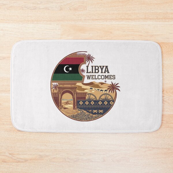Item preview, Libya Welcomes Flag Map Tripoli, Benghazi, Sahara desert designed and sold by AnimalsDH305.