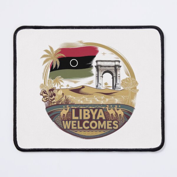 Item preview, Libya Welcomes Flag Map Tripoli, Benghazi, Sahara desert designed and sold by AnimalsDH305.