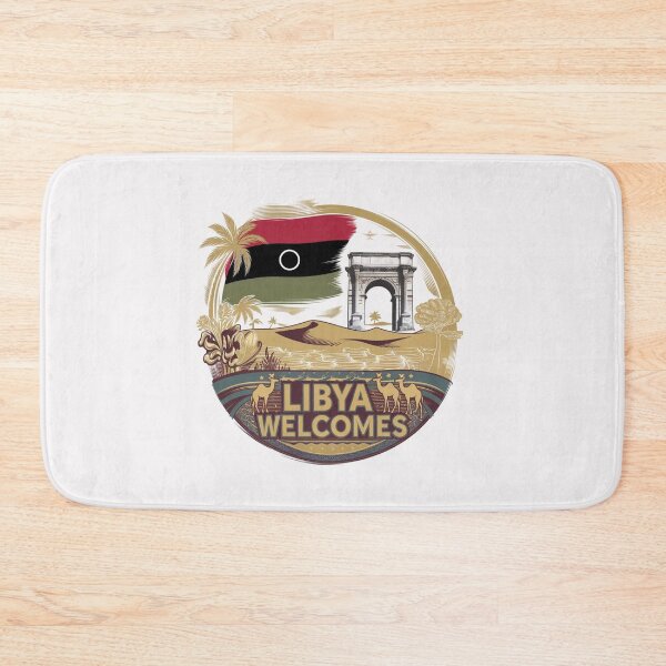 Item preview, Libya Welcomes Flag Map Tripoli, Benghazi, Sahara desert designed and sold by AnimalsDH305.
