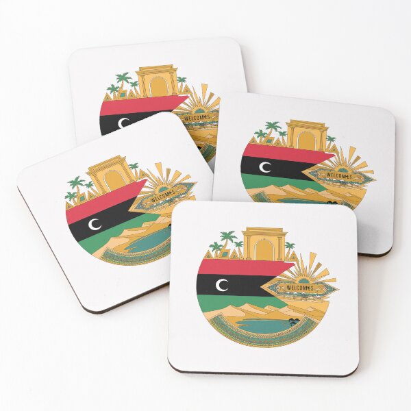 Item preview, Libya Welcomes Flag Map Tripoli, Benghazi, Sahara desert designed and sold by AnimalsDH305.