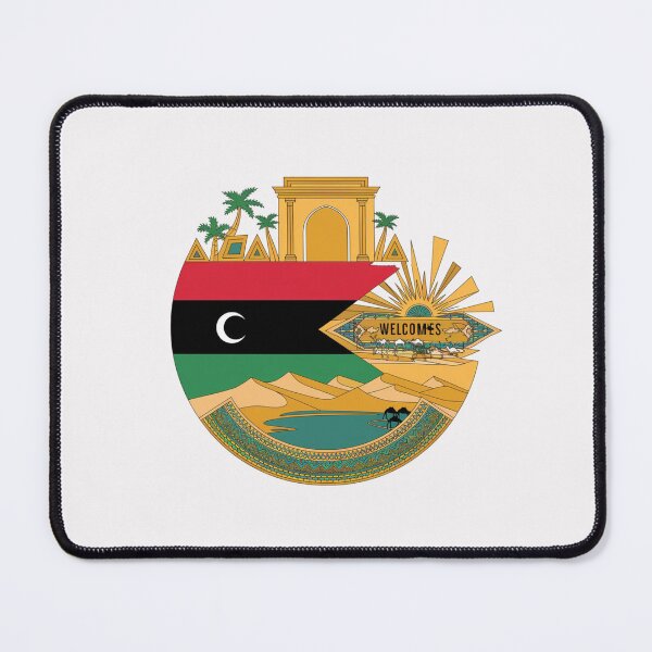 Item preview, Libya Welcomes Flag Map Tripoli, Benghazi, Sahara desert designed and sold by AnimalsDH305.